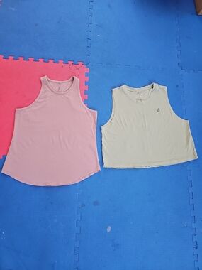 Beyond Yoga Pink & Cream Sleeveless Tank Duo